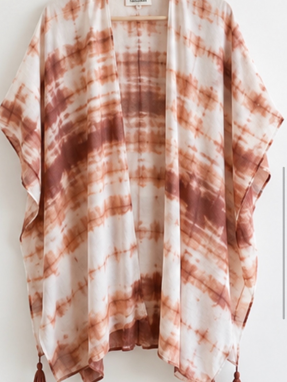 Talula Cream & Brown Tie-Dye Kimono